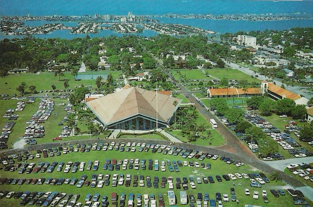 When PCC opened the sanctuary 1in 1960, it proudly advertised that it was air-conditioned  had space for 3,500 cars. 

